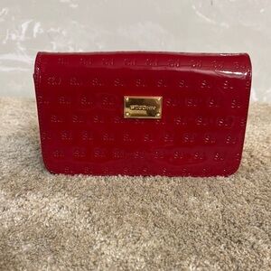 St. John Red Embossed Clutch with Gold Accent
